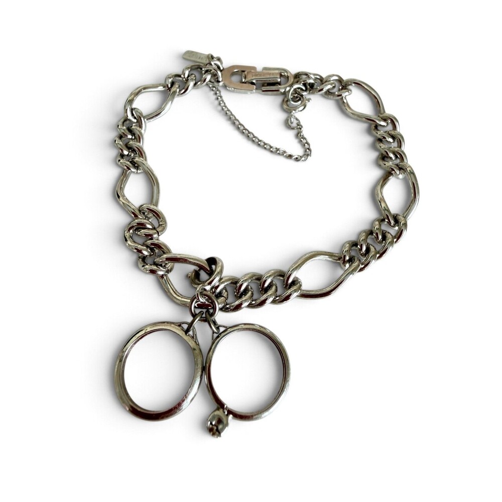 Vintage 1970s Monet Silver Tone Chunky Link Charm BraceletClassic vintage statem